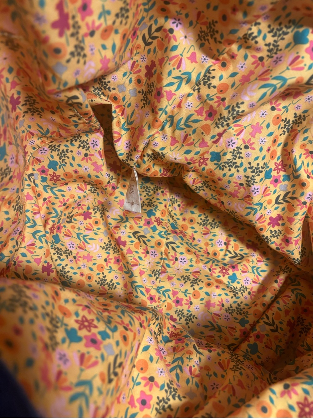 Matilda Jane Cobalt Floral Velvet Tote with Pink Roses - Picture 5 of 6